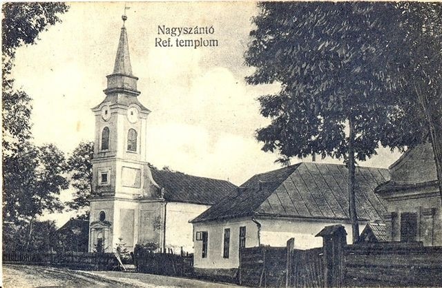 A nagyszántói református templom egy képeslapon