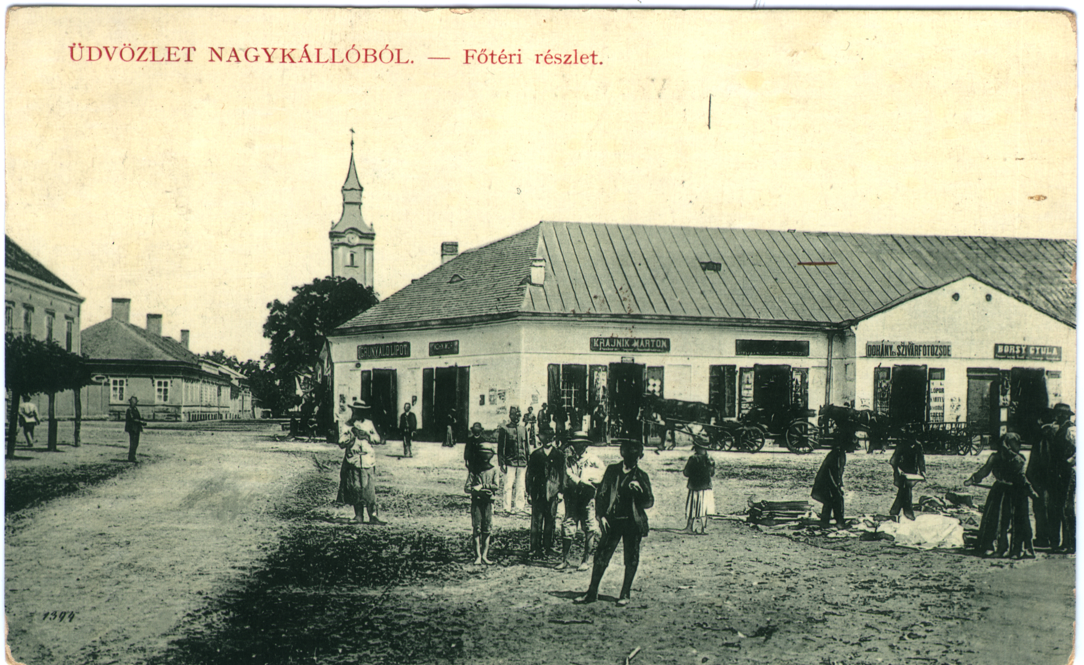 Főtéri részlet 1911 (Képeslap Jósa András Múzeum 69.180.4.)