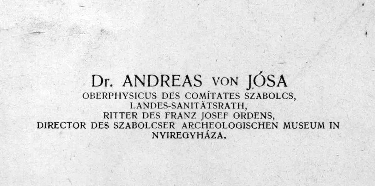 Jósa doktor névjegye (Jósa András Múzeum)